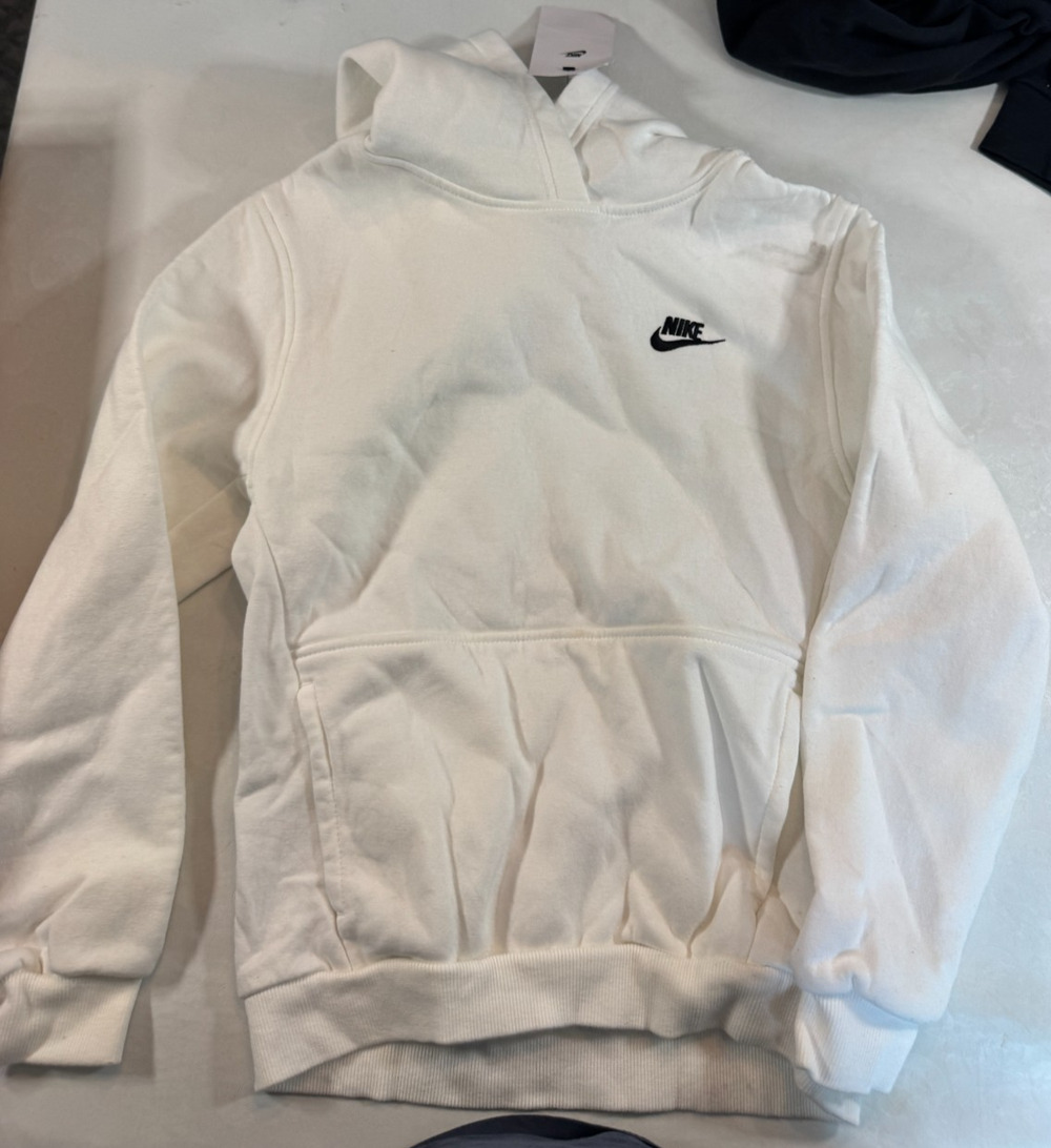 Nike Sportswear Club Fleece Pullover Hoodie White Size Large Kids 8-20